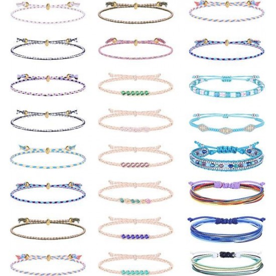 24 Pcs Multicolor String Braided Bracelet For Women Boho Friendship Bracelet Handmade Strand Waterproof Rope Bracelet Set Adjustable 24 Pcs Multicolor String Braided Bracelet For Women Boho Friendship Bracelet Handmade Strand Waterproof Rope Bracelet Set Adjustable
